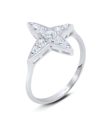 4 Point Sparkle CZ Silver Ring NSR-3265 